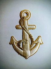 Anchor White, Gold Trim, Silver 5 Tall embroi...