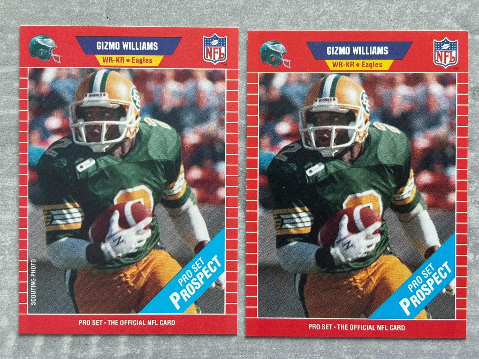(2) 1989 Pro Set GIZMO WILLIAMS "Scouting Photo" Error & Corrected Cards #535