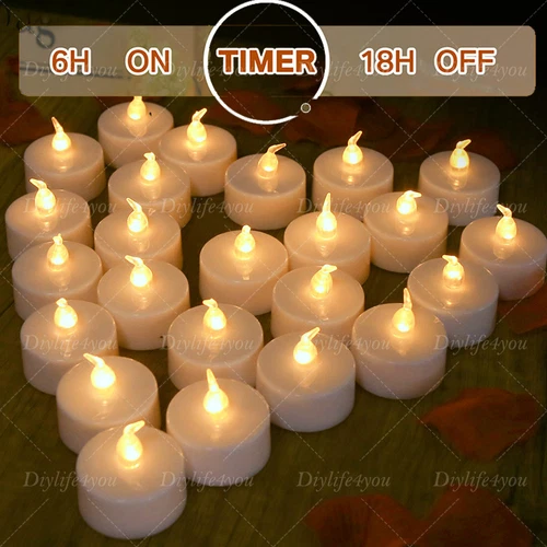 24PCS LED Tea Lights Flickering Flameless Candles Battery Operated with Timer