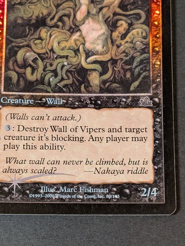 MTG - 1x Wall of Vipers - Prophecy - Light Play - Foil - Magic The Gathering 80 - Picture 8 of 9
