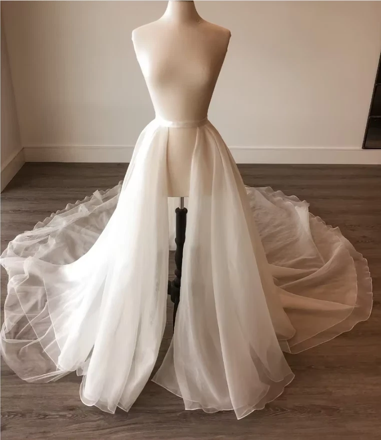 Sobrefalda Desmontable Boda Tul Novia Tul Superpuesto Falda Larga Boda Tren Foto 2 de 4