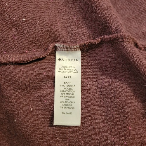 Athleta Lotus Wrap L/XL Textured Vintage Plum Short Sleeve Sweatshirt Cardigan - Picture 9 of 9