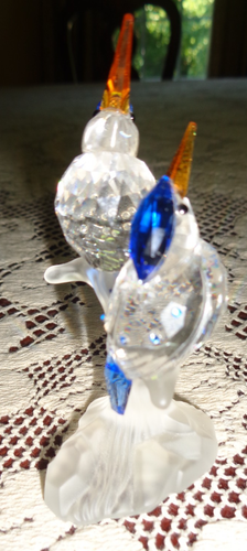 SWAROVSKI CRYSTAL FIGURINE-MALACHITE KINGFISHERS-FEATHERED BEAUTIES COLLECTION - Picture 6 of 8