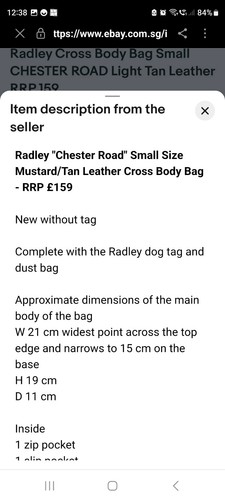 Radley Small cross body bag Orchard Retail £159 Brand New - Picture 13 of 14