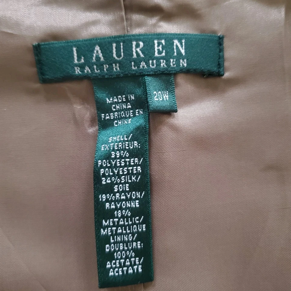 Chaleco Ralph Lauren De Colección Y2K Seda Brocado Dorado Metálico Paisley Texturizado Talla 20W Foto 2 de 4