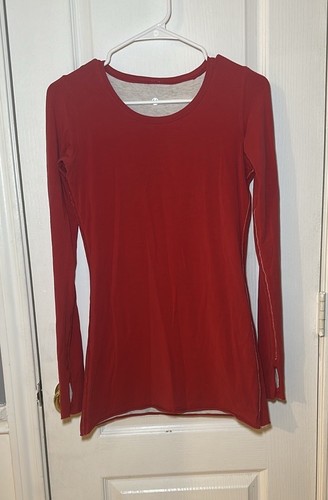 LULULEMON Every Yogi Reversible Long Sleeve Crew Red Currant / Heathered Ghost - Picture 5 of 11