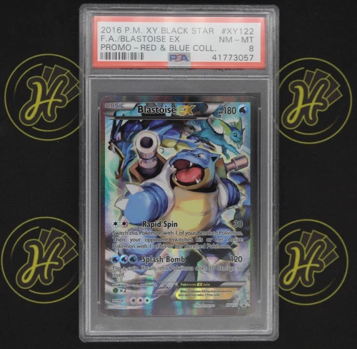 Blastoise EX XY122 Black Star Promo Red & Blue Full Art Pokémon Card NM-MT PSA 8
