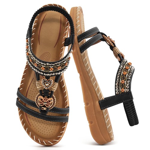 Sandals Women Flat Shoes: Dressy Summer Bohemian Flats Shoes for Women Sandal...