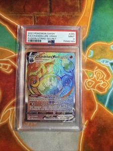 POKEMON 2021 Fusion Strike Full Art Secret CHANDELURE Vmax #265 PSA 9 Mint