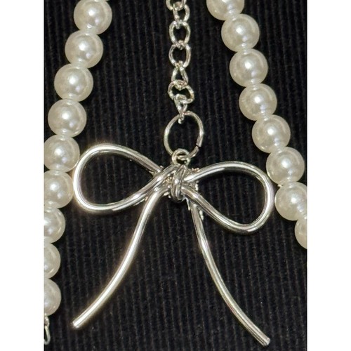 Neu Perlenschleife Handtasche Schmuck mit silberfarbenem Puffherz Seestern LIEBE gestempelt - Bild 6 von 9