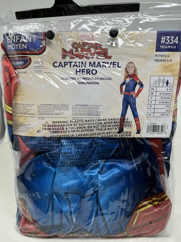 Captain Marvel Hero Halloween Costume Girls Medium 8-10, Jumpsuit, Light Up Star - Picture 5 of 7