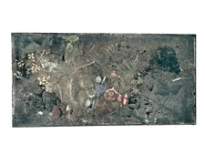 Victorian Hand Paint Still Life on Metal Advertising Slab Flowers Folk Art 1870s