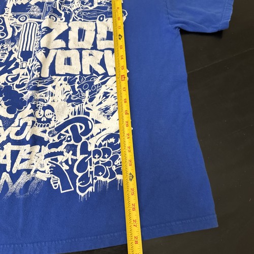 Zoo York blaues T-Shirt 100% Baumwolle weiß Graffiti Größe L - Bild 7 von 9