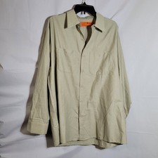RED KAP Work Shirt Lot of 2 XL Regular Fit LongSleeve ButtonUp Tan Uniform