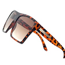 Oversized Square Leopard Print Sunglasses Fashion Statement Shades Lentes Gafas