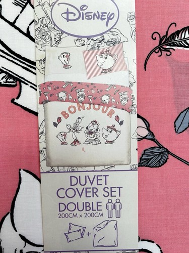 Disney Primark Beauty and the Beast Pink Double Bedding Set NWT - 第 2/2 張圖片