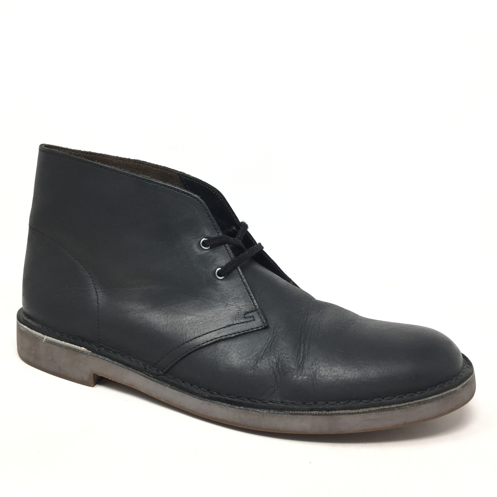 S Size 14 Black Leather Casual Lace Up