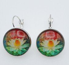 Sweet Flower Huggie Earrings 925 Silver Plated Ethnic Earring For Wedding Gift