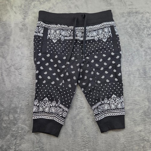 Bleecker & Mercer Athletic Jogger Kids Pants L Black White Paisley Drawstring