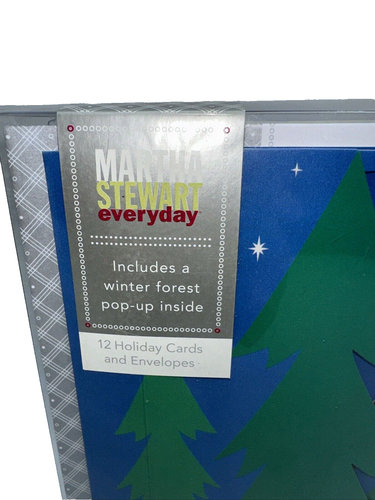 Martha Stewart Pop-Up Christmas Cards Envelopes Box of 12 Winter Forest Holiday - Picture 3 of 10