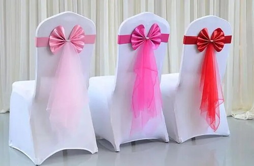 Elastic Chair Wedding Decorations Organza Chair Sashes Bow Flower Knot Cover - Picture 20 of 36