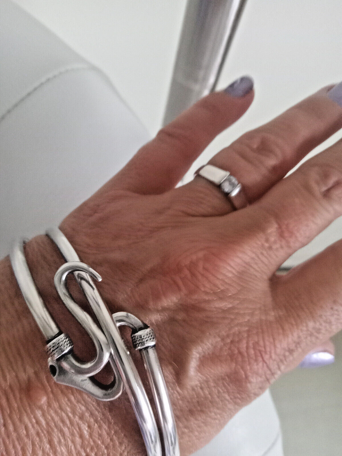 SOLID SILVER ARM BRACELET FROM GREECE - image 5