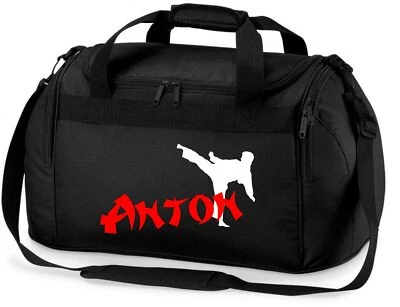 MINIMUTZ Sporttasche mit Namen | Motiv Karate Kampfsport in weiß