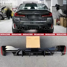 For BMW M5 F90 2018-2023 ABS Glossy Black Rear Bumper Lip Diffuser Spoiler Kit