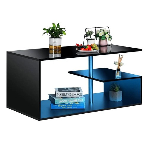Coffee Table LED Rectangle Center Table with Storage Drawers Modern Design New - Picture 1 of 5