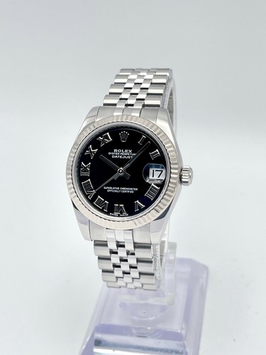 Ladies Rolex Datejust 31mm 178274 Roman Black Dial Fluted Jubilee Box Papers - Picture 3 of 18