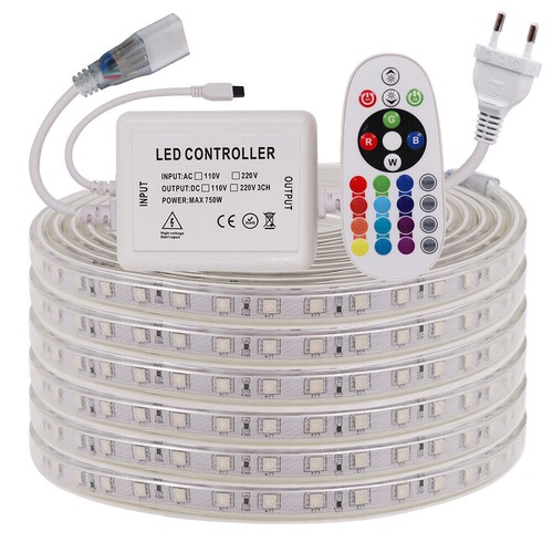1m-25m 5050 LED RGB Streifen Stripe 230V 220V Wasserdicht Band Leiste Lichtband - Bild 2 von 14