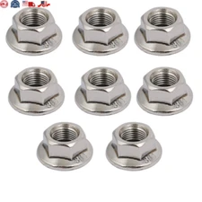 8 M10 x 1.25mm Pitch Metric fine Pitch 304 Stainless Steel Hexagonal Flange Nuts