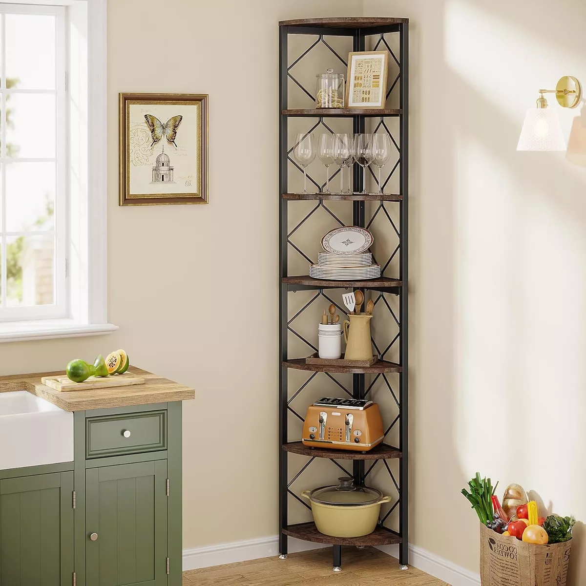 Tall corner on sale shelf unit