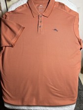 Tommy Bahama polo shirt Cotton Blend Textured Golf Orange logo