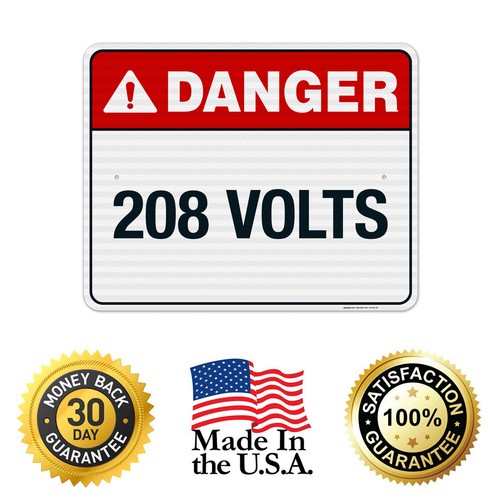 208 Volts Sign, ANSI Danger Sign, - Picture 80 of 88