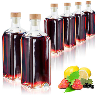 6x Glasflasche 500 ml mit Korken - leere Flasche mit Korkenverschluss