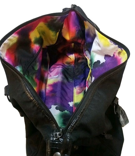 DakineValise Bag Black With Leopard Print Lining Rolling 2 Wheel Carry-on - Picture 5 of 7