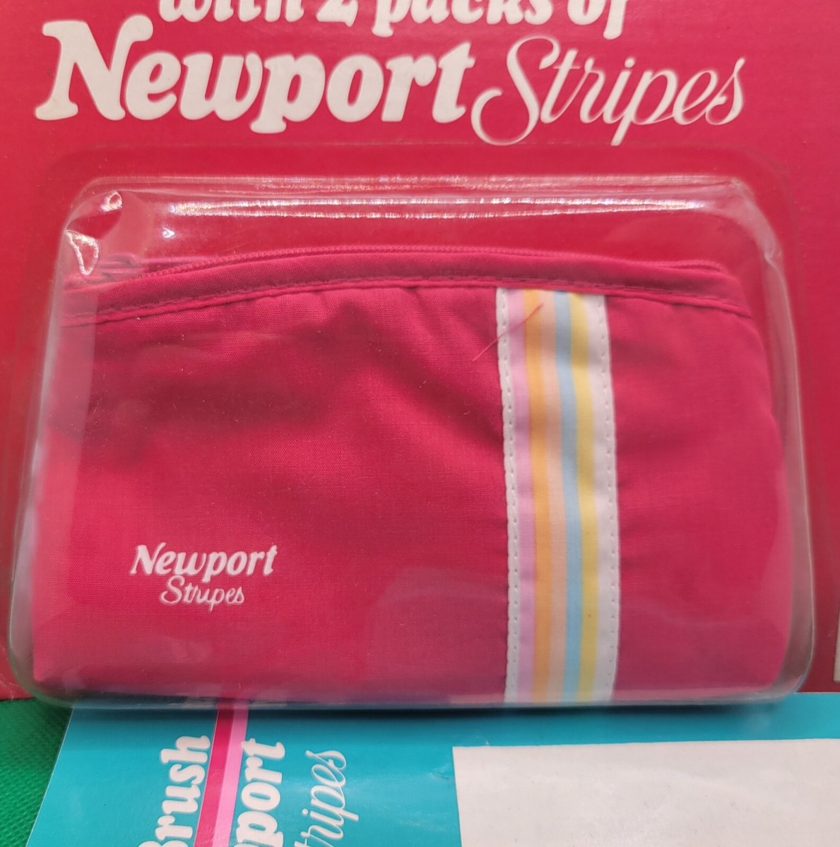 newport tobacco bag Vintage 1990s Newport Stripes Cigarettes Fold-A-Way Brush Cosmetic Bag New