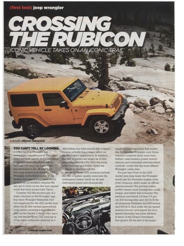 2012 JEEP WRANGLER RUBICON 4 pg ROAD TEST Article