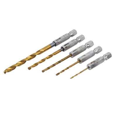 POWERTIME HSS Drill Bit Set 1/4" Hex Shanks Titanium Coated Bits 1.5mm-4.8mm Wood Metal