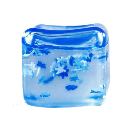 Blue Ice Cube Squeeze Stress Balls Fidget Square Calming Toy W/ Snowflakes ADHD