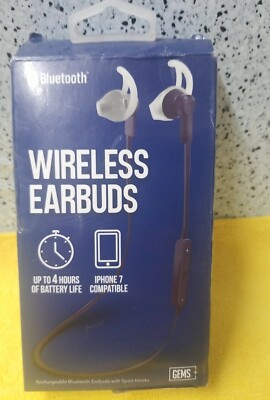    GEMS - Bluetooth Wireless Earbuds. For Smartphones/Tablets, damaged box 