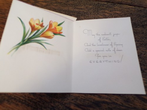 Unbenutzte Vintage 40er Jahre gestanzte "Frohe Ostern" Grußkarte von Wishing Well - Bild 3 von 4