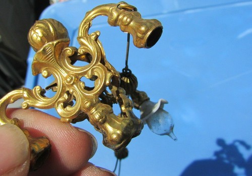Antique Dollhouse Miniature Chandelier Brass Ornate Light Marklin Edwardian - Picture 8 of 10