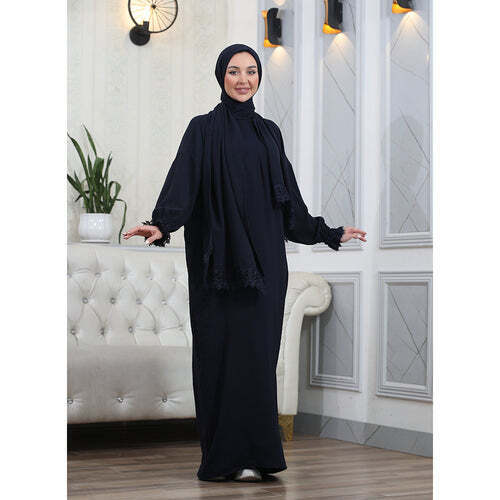 Elegant One-Piece Abaya and Prayer Dress Crepe Solid Color | Hijab Abaya Suit - Picture 22 of 50