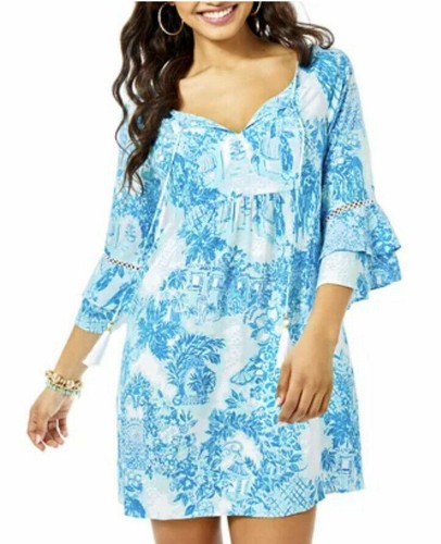 NUEVO Vestido Túnica Lilly Pulitzer Azita en Multi "Toile Me About It"-Pequeño-Nuevo con Etiquetas-$148 - Imagen 1 de 3