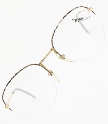 DEFILE PIPER 40 52 Gold/Marble Round Eyeglasses Vintage 80s Unisex