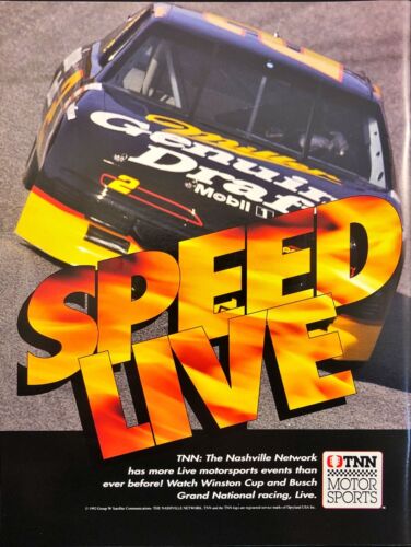 1992 The Nashville Network NASCAR Rusty Wallace #2 Man Cave Vintage Print Ad