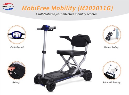 Lightweight Travel Mobility Scooter Foldable 4 Wheels 9.32miles 275 lb Capatity - Picture 2 of 8