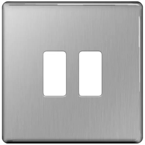 BG Nexus GFBS2 Grid Brushed Steel 2 Gang Front Plate